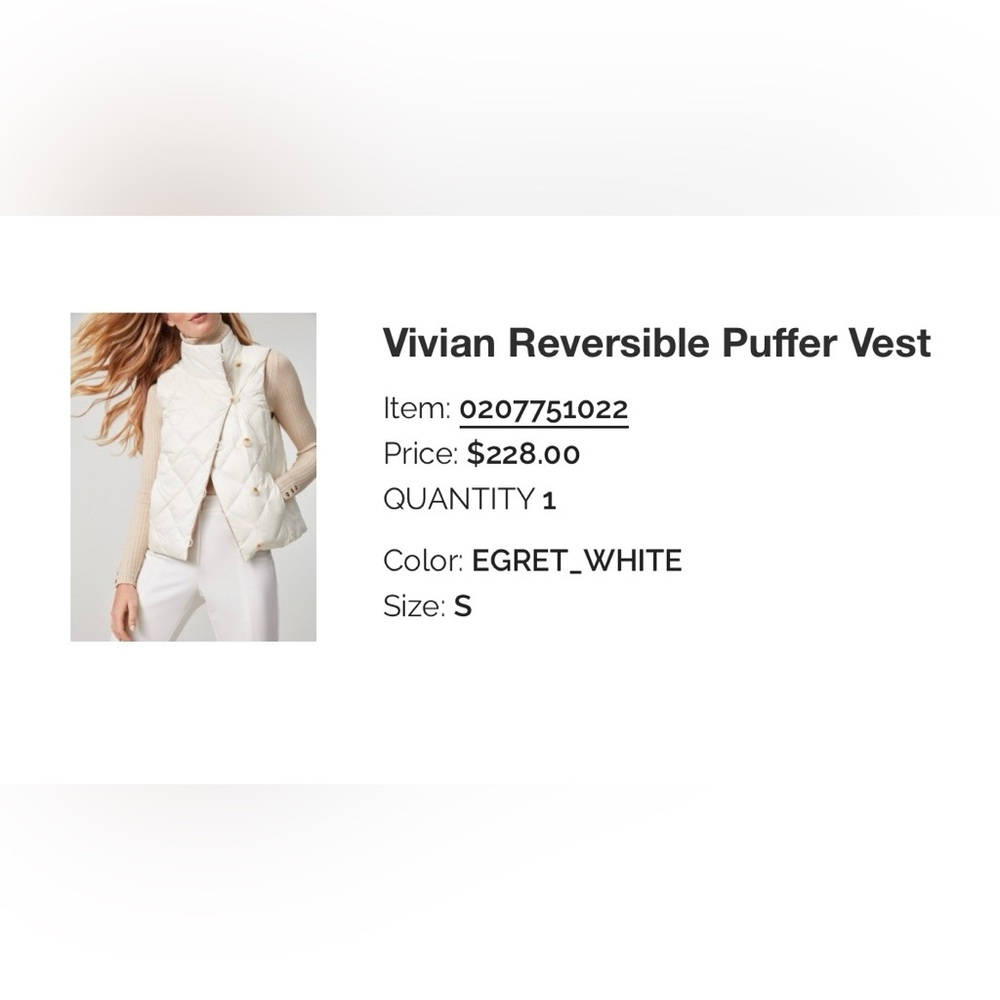 Women's White Reversible Quilted Puffer Vest - Picture 2 of 2